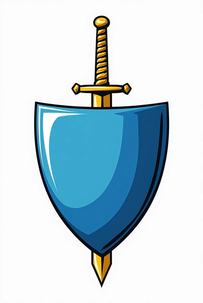 Coat of arms logo with blue shield, transparent background. Drawn on the national emblem, It's yellow., The shield looks strong and the sword is stuck behind the shield --Automatic
