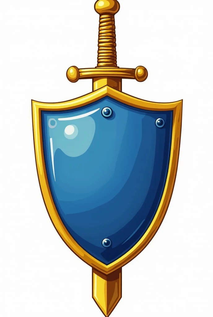 Coat of arms logo with blue shield, transparent background. Drawn on the national emblem, It's yellow., The shield looks strong and the sword is stuck behind the shield --Automatic