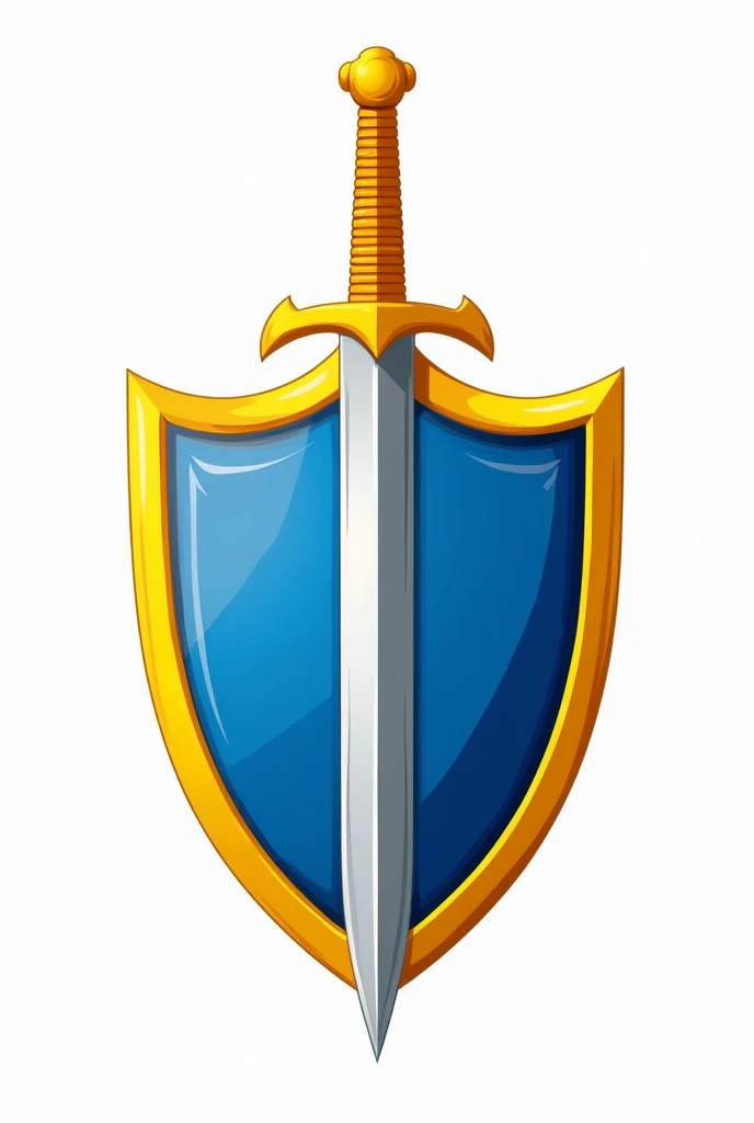 Coat of arms logo with blue shield, transparent background. Drawn on the national emblem, It's yellow., The shield looks strong and the sword is stuck behind the shield --Automatic