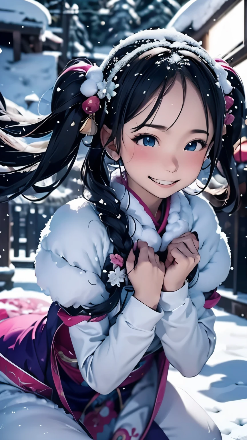 (masterpiece、Highest quality、Highest quality、Official Art、Beautiful and beautiful:1.2)、(One personの少女:1.3)Hatsune Miku、Twin tails、Big Breasts、Green Hair、Snow Scene、Snow powder、Smiling face close-up、Glossy Lips、Shining Eyes、Snow Girl、Snow costume、Cosplay、(Real、High resolution)、(One personの女の子)、Snow Girl、Close-up eyes、Japanese Girls、(Highest quality)、(Tabletop)、(One personの女の子)、One person、Beautiful girls、Perfect Face、dream-like、Very detailed airbrush art((Surreal))、Volumetric Lighting、(Highest quality)、Super detailed、(Structure of movement:1.4)、Very complex and colorful details、(Bright lighting)、moving composition、Ray Tracing、The mirror reflects light、Shallow depth of field、Super detailed、Exposure Blending、Hum、Her eyes shine deeply pink、Snow falling in the background、Snowy mountains are shining