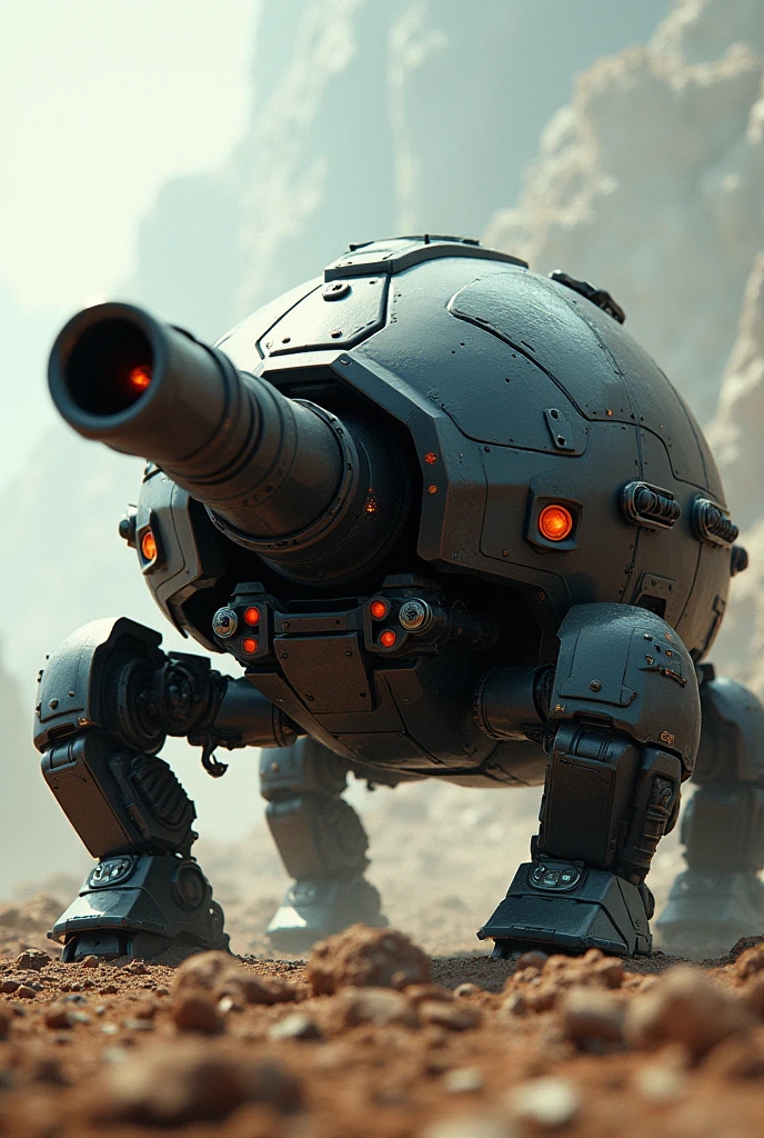 Armored tank in the shape of a beetle, Equipped with a cannon, dutch angle, sci-fi concept art