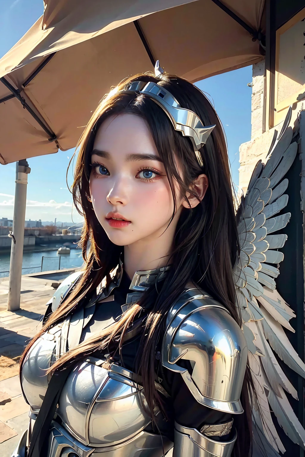 (l1vvydunne:.95), High angle photo of stunning young valkyrie woman in Stefan Kostic style, realistic skin texture,(Winged helmet:1.1), (valkyrie armor:1.2), 1 / 2 Body Crop, 8 5mm art lens, F 1. 2, sharp focus, 8k high definition, incredibly detailed, convoluted, elegant, Stanley Lau(Stanley Lau)Wow Art Jereum(artgerm)the art of