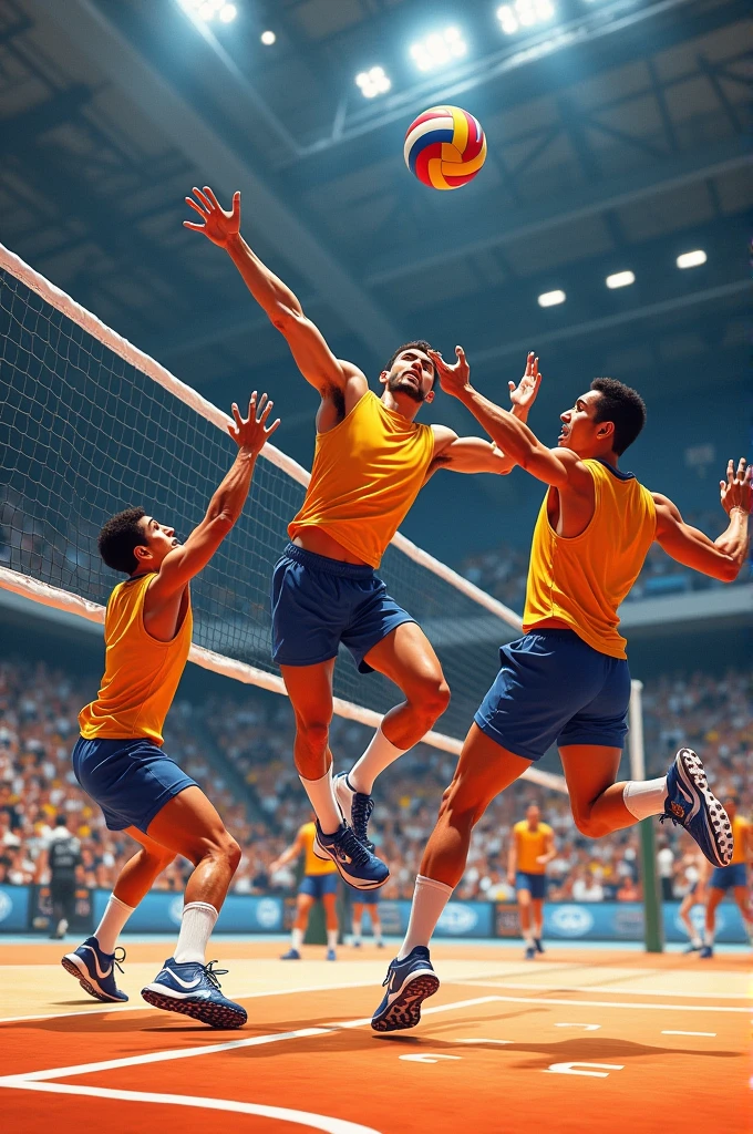 Men's volleyball team playing