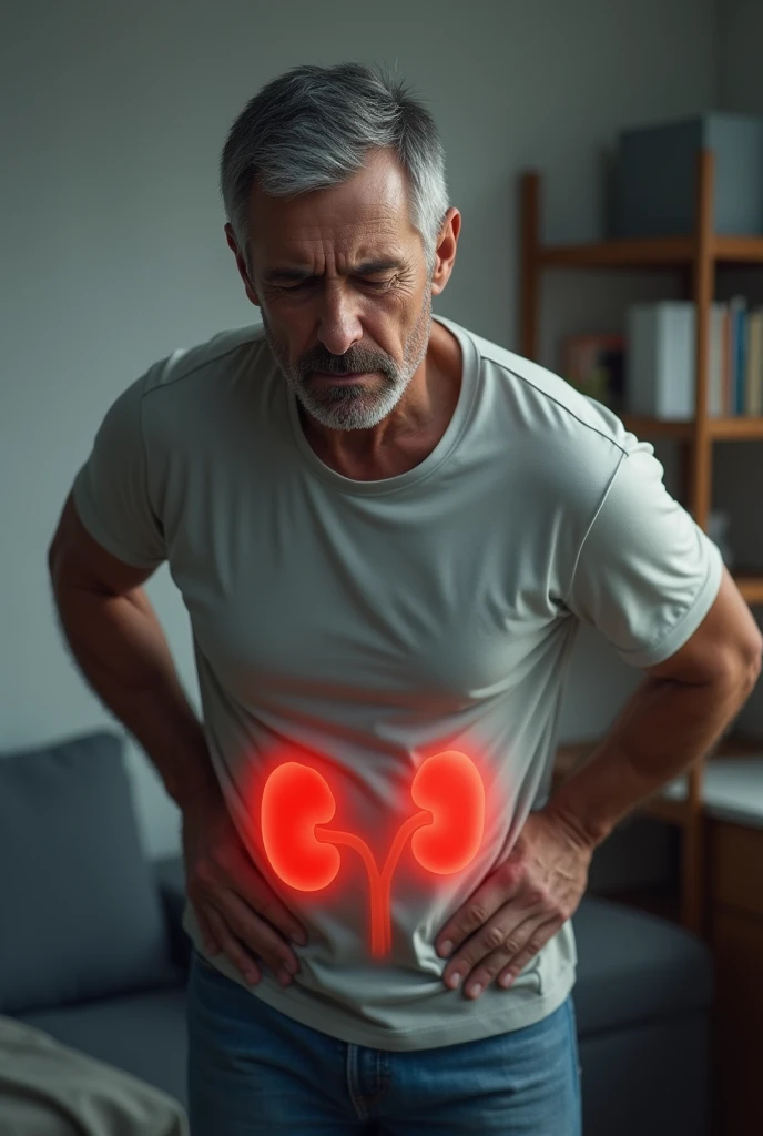 Man having kidney pain