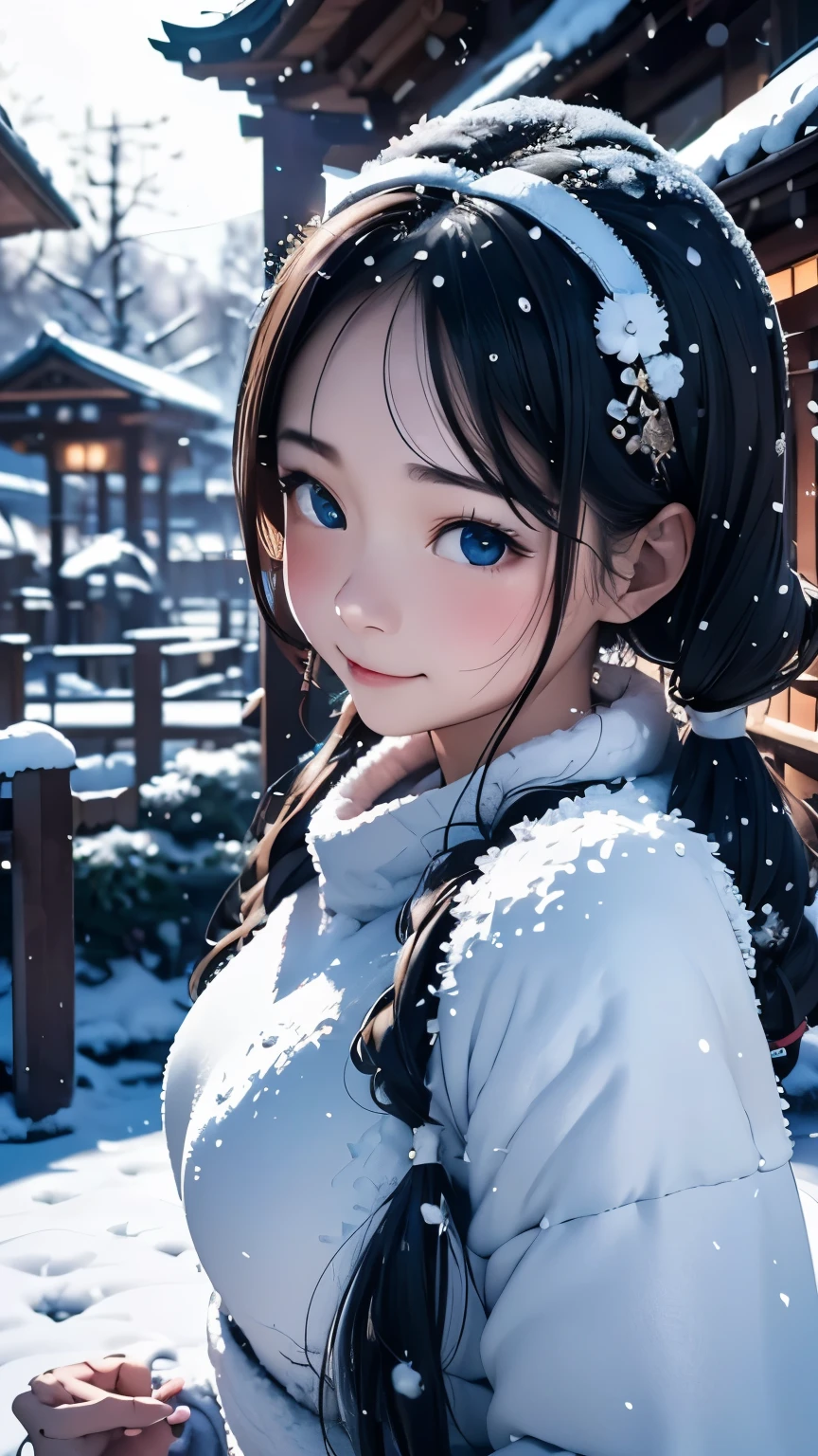 (masterpiece、Highest quality、Highest quality、Official Art、Beautiful and beautiful:1.2)、(One personの女性:1.3)Hatsune Miku、Twin tails、Big Breasts、Green Hair、Snow Scene、Snow powder、Smiling face close-up、Glossy Lips、Shining Eyes、Snow Lady、Snow costume、Cosplay、(Real、High resolution)、(One personの女性)、Snow Lady、Close-up eyes、Japanese women、(Highest quality)、(Tabletop)、(One personの女の子)、One person、Beautiful girls、Perfect Face、dream-like、Very detailed airbrush art((Surreal))、Volumetric Lighting、(Highest quality)、Super detailed、(Structure of movement:1.4)、Very complex and colorful details、(Bright lighting)、moving composition、Ray Tracing、The mirror reflects light、Shallow depth of field、Super detailed、Exposure Blending、Hum、Her eyes shine deeply pink、Snow falling in the background、