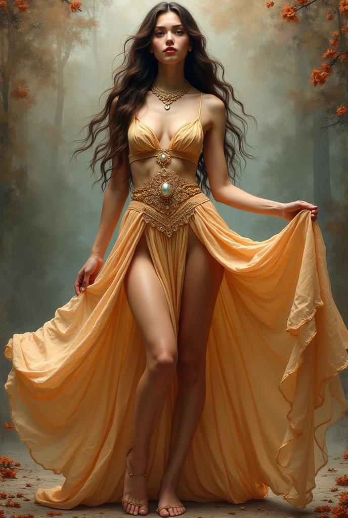 1 girl,(upper_Body:1.2),long legs,an extremely best quality,masterpiece,center,long hair,photo..,(best quality),((masterpiece)),Extremely detailed 8K wallpapers,(extremely delicate and beautiful),jewelry,necklace,elegant posture,mural,Spread legs,Take off the skirt,