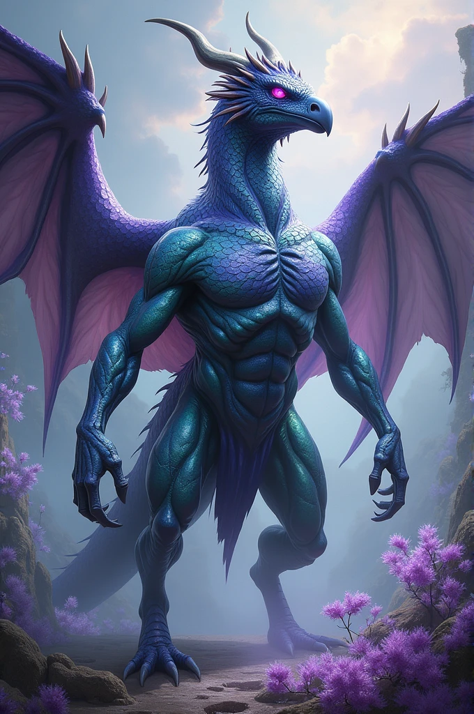 Sketch , dragon half bird , has a human body