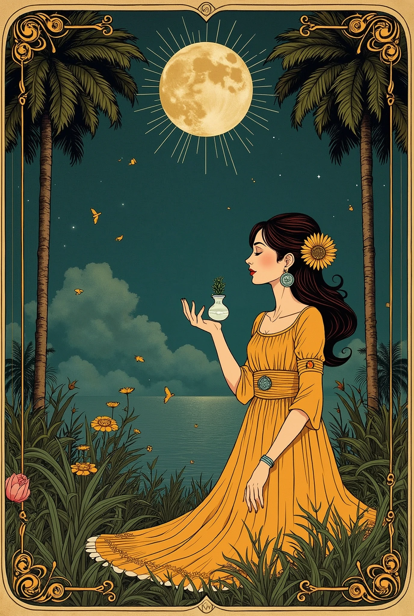 Create a unique tarot deck that blends traditional symbolism with a contemporary theme. Each card should feature vivid imagery that represents its traditional meaning while incorporating modern elements. The art style should be art deco inspired, and the overall color palette should evoke a calm mood and atmosphere