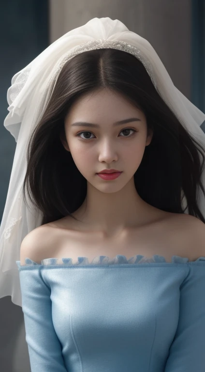 Best quality, Ultra-high detail, Movie Lighting,from above ,close up,Modern, Full body portrait,Delicate face,Pretty Face,Skin reflexes,25-year-old female,Slim figure,Shy,Smaller bust,Off-shoulder,external