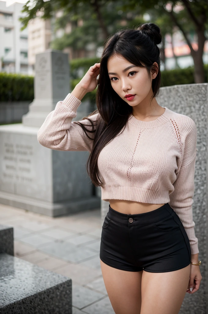 1woman, woman, asian woman, woman, hot woman, asian/Philippines model, beautiful, model, sport shorts, girly shorts, running shorts, casual woman shorts, sweater, cute female sweater, sweater, great figure, perfect proportions, black hair, long black hair, long beautiful hair, bunn in hair, hairbun, hairbun for woman, messy hair bun, messy hair bun, white eyes, perfect beautiful white eyes, detailed white eyes, majestic woman great figure, asian/Philippines, asian woman, light pink lipstick, perfect face, cemeterial face, great body, beautiful body perfect face with white eyes black hair light pink lipstick asian/Philippines,casual clothes, sport shorts, girly shorts, running shorts, casual woman shorts, sweater, cute female sweater, sweater, asian woman, (Thick body, great figure) BREAK highly realistic, perfect image, realistic image, photorealistic, real image, real photo 8k image, high-resolution. [perfect hands, perfect legs, perfect proportions, perfect face, woman] asian woman, beautiful asian woman (white eyes, beautiful white eyes, detailed white eyes) *black hair* *white eyes* *messy hairbun* *sportshorts for woman* *oversized sweater*
