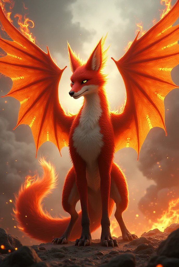 Fire big wings dragon fox