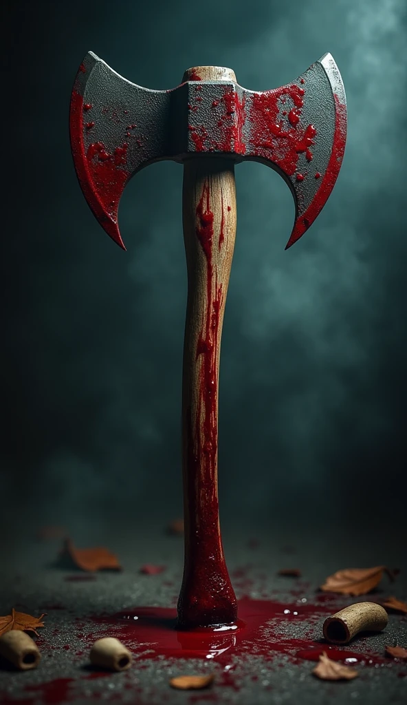 Blood-Stained Axe,bloody ax,terrifying crime scene,Gruesome Weapon,Dark Shadows,Ominous atmosphere,Blood splatter,Evil figure,Terrifying Weapon,Wet Blood,spotted leaves,Spooky sight,mysterious murderer,Creepy Presence,Omens of Darkness,Cold Metal Handle,Murderous Intent,gory details,fractured bone,Violent crime,Mysterious Dark Room,Eerie Silence,Spooky rituals,Dark Secrets,bloody fingerprints,A terrifying sight,Invisible fear,Deathly Silence,scary discovery,ominous whisper,Nightmarish Scene,Blood-Stained Floor,Chilling Aura,Horror movie scene,Spooky atmosphere,Spooky atmosphere,bloody aftermath,Spooky ruins,cursed memories,Bloodbath Massacre,Blood-Soaked Evidence,Sinister Details