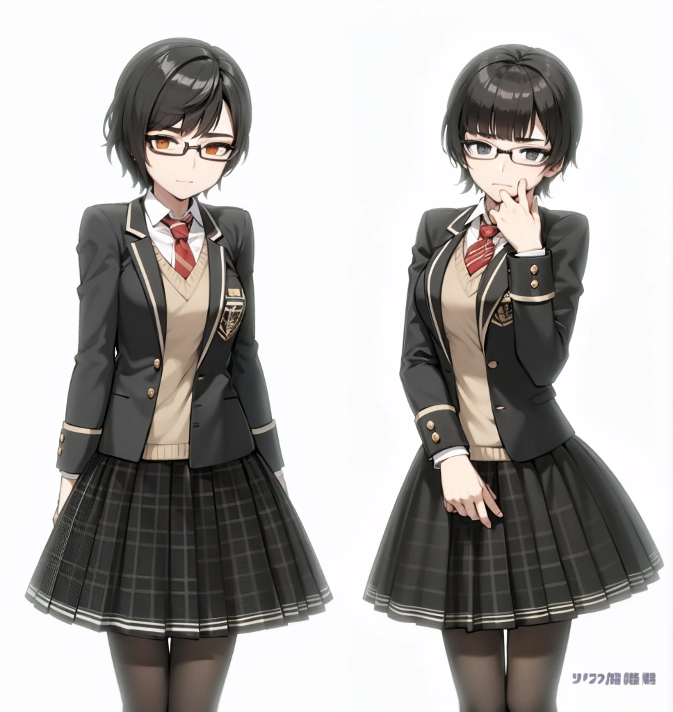 twins short black hair with glasses