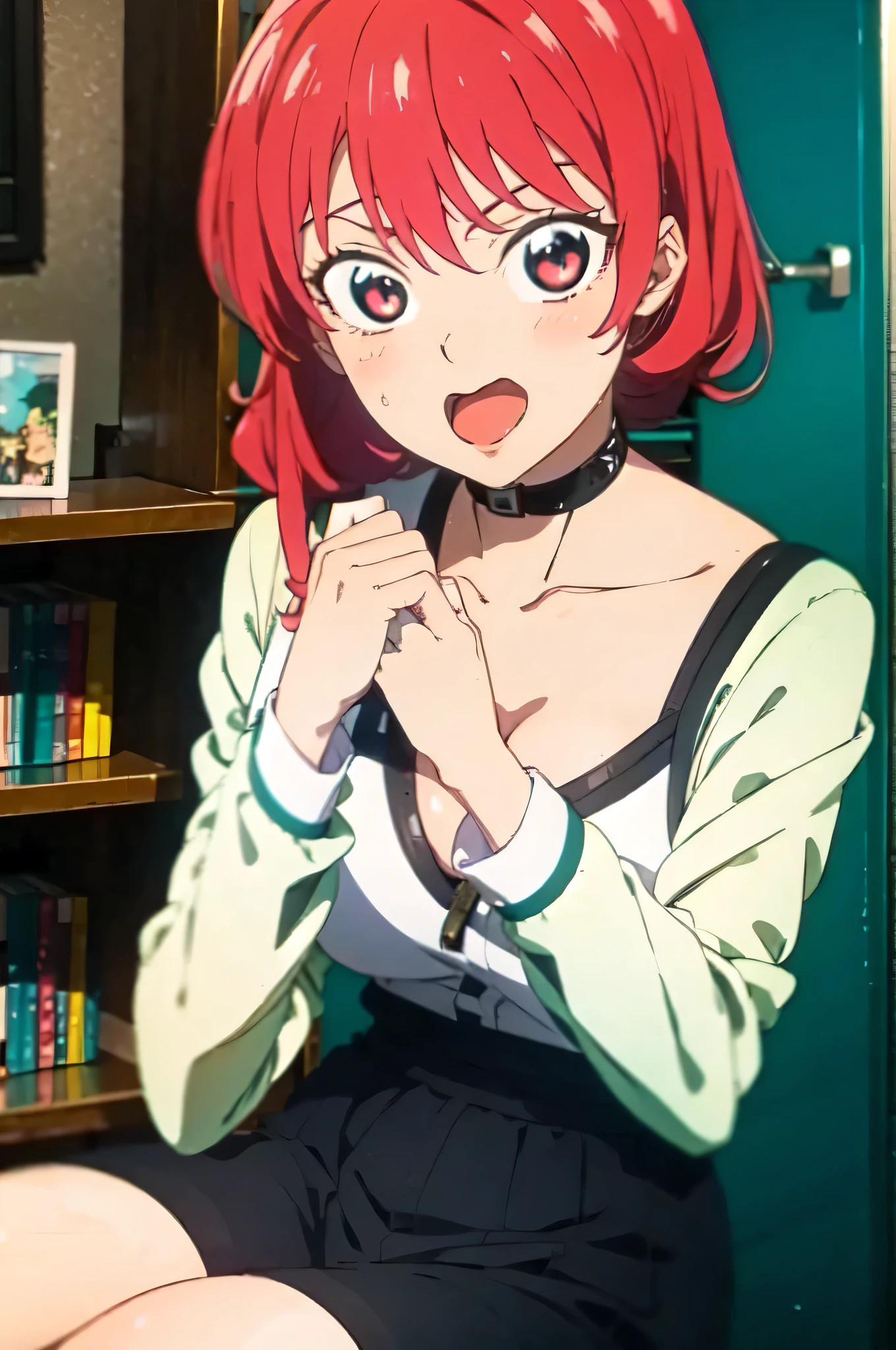 ((((masterpiece、Highest quality、High resolution)、anime)))、Pink Hair、Beautiful girl with small breasts、(Dynamic pose)、looking at the camera、(Beautiful detailed face、Beautiful big eyes)、((One beautiful girl))、Good sensitivity、((Sexy pose))、((Embarrassed face))、Red cheeks、Open Mouth、