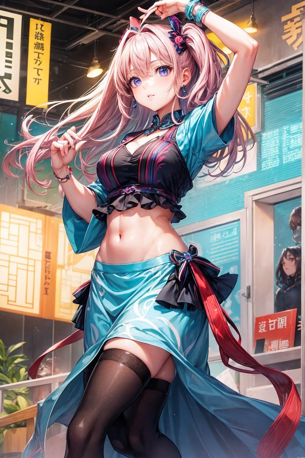 (((Highest quality)))(((Best Image)))(((anatomy)))外見は20代のwoman,Random hair color ,Random hairstyle,Wear a dancer's outfit,Extreme costumes(((Appearance)))The shape is humanoid,Random Face(Beautiful Face),,Huge breasts,Tight waist,Wearing randomly colored armor(((Features)))Eye color is random,Personality is random,Attractive figure(((arms)))He is carrying a weapon that resembles a purple glowing object..Possess modern weapons.(((woman)))The skeleton is human-like,Huge breasts,Tight waist,fogのようなガス状のもので纏っている(((background)))Barren Land,dead tree,fog,Chaotic world(((Standing posture)))ランダムなStanding postureをしている,mysterious,lovely,Highest quality((Full Body Shot))