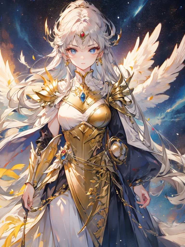 Saint Seiya,Gold Armor,Movie Light,Realistic,highly detailed,bright, universe, nebula, detailed, Ultra-realistic, Beautiful backgrounds are trending, bright background, Attention to detail,8k --niji 5 --style expressive --s 400