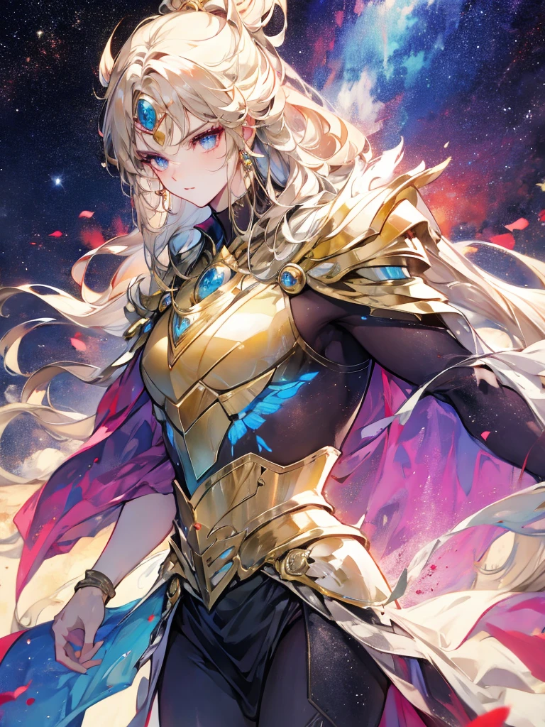 Saint Seiya,Gold Armor,Movie Light,Realistic,highly detailed,bright, universe, nebula, detailed, Ultra-realistic, Beautiful backgrounds are trending, bright background, Attention to detail,8k --niji 5 --style expressive --s 400