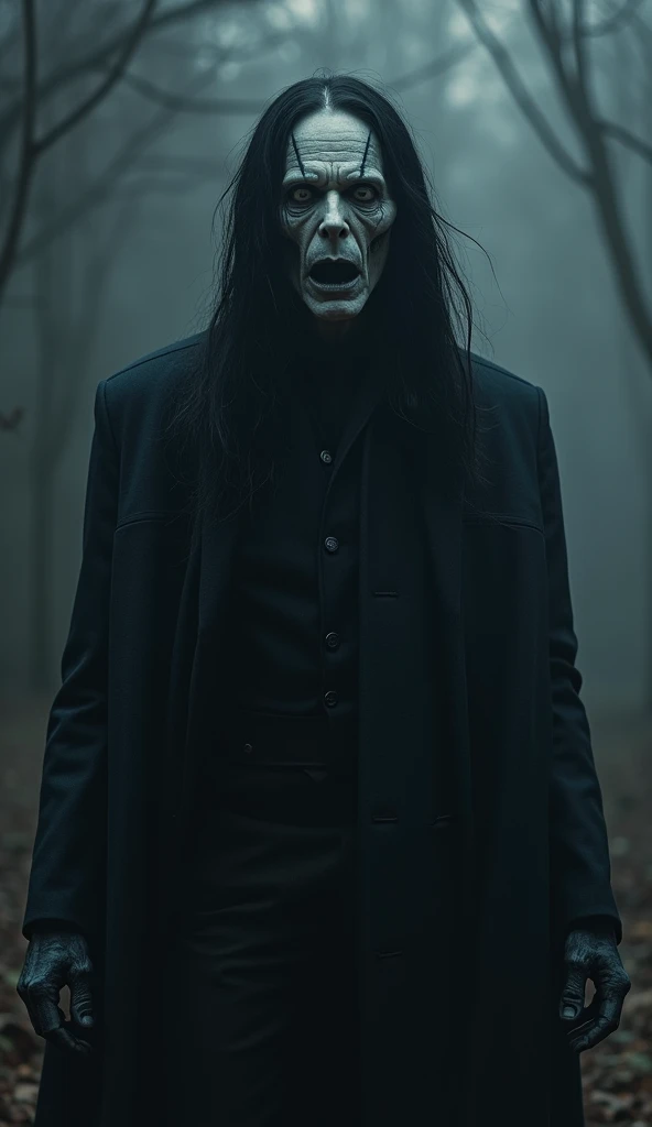 In a world mired in eternal ambiguity, A sinister figure emerges who challenges our notions of reality. Pale man, Immersed in the Shadows, His body is an eerie canvas painted with nuances of blackness and mystery.. His presence awakens the fear of our ancestors, As if it were a grim echo of a long-forgotten era..

This being&#39;s icy gaze、Telling the history of past eras, Eyes that glow like empty sockets filled with fragments of ancient memories and secrets whispered on the night winds. Every wrinkle on his pale skin、It seems to contain a dark past., His expression remains puzzling, Concealing the depths of his being.

Long Hair, Black as the abyss, Flowing down the shoulders, It&#39;s like an extension of the darkness that surrounds him.. Each ridged core captures dim light, Create a penumbra that accompanies you every step of the way, As if he were a creature born from the night itself..

Wearing the Darkness, A mysterious outfit woven from the shadows themselves, It evokes a haunted elegance that accentuates its uniqueness in the darkness of the world.. Every detail of the costume is crafted with meticulous attention to detail, Reminiscent of the costumes of ancient dynasties that succumbed to oblivion long ago.

His aura exudes mystery wrapped in an air of restlessness.. This enigmatic figure is、I have memories of old memories, A tale lost in the mists of time, Secrets buried in the collective unconscious. Your Objective, Search Criteria, They remain trapped deep within their tormented souls, As he wanders the darkest corners of the world, A living memory of forgotten times and unimaginable horrors.