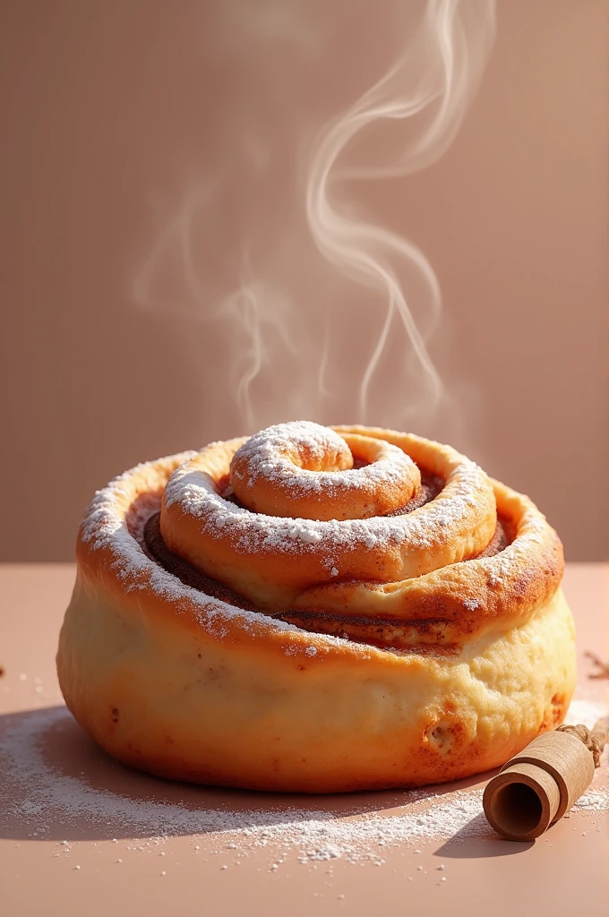 Make me a picture of a cinnamon roll, with color palette:Rose taupe, medium brown, burnt mahogany