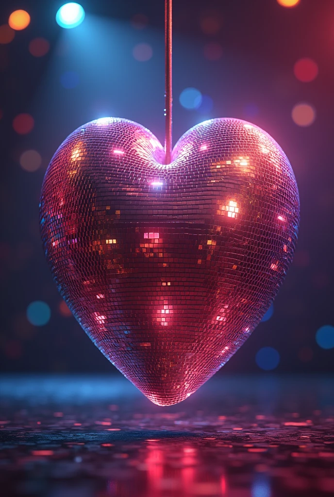 Create a disco ball in the shape of a human heart