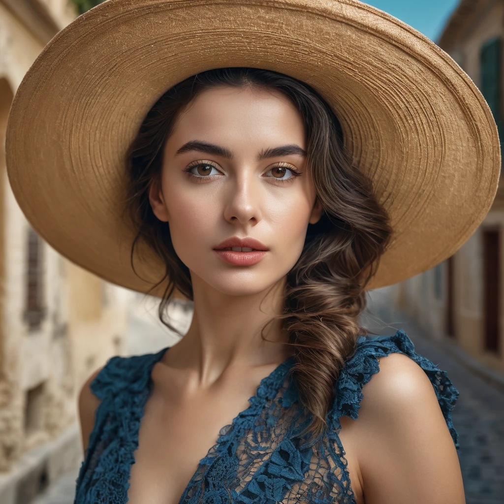 femme hispanique arafée dans un chapeau debout dans une pièce avec beaucoup de photos, portrait doux 8 k, Sergueï Zabeline, photographie couleur portrait 4k, par Fiodor Rokotov, Photographie de portrait artistique 8k, Alexeï Egorov, sur Irakli Nadar, Superbe portrait, Fille française, Portrait VFX très détaillé, beau portrait