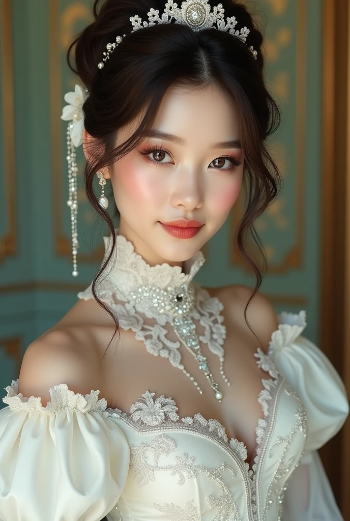 Blackpink jennie princess with Wahite old dress real photo