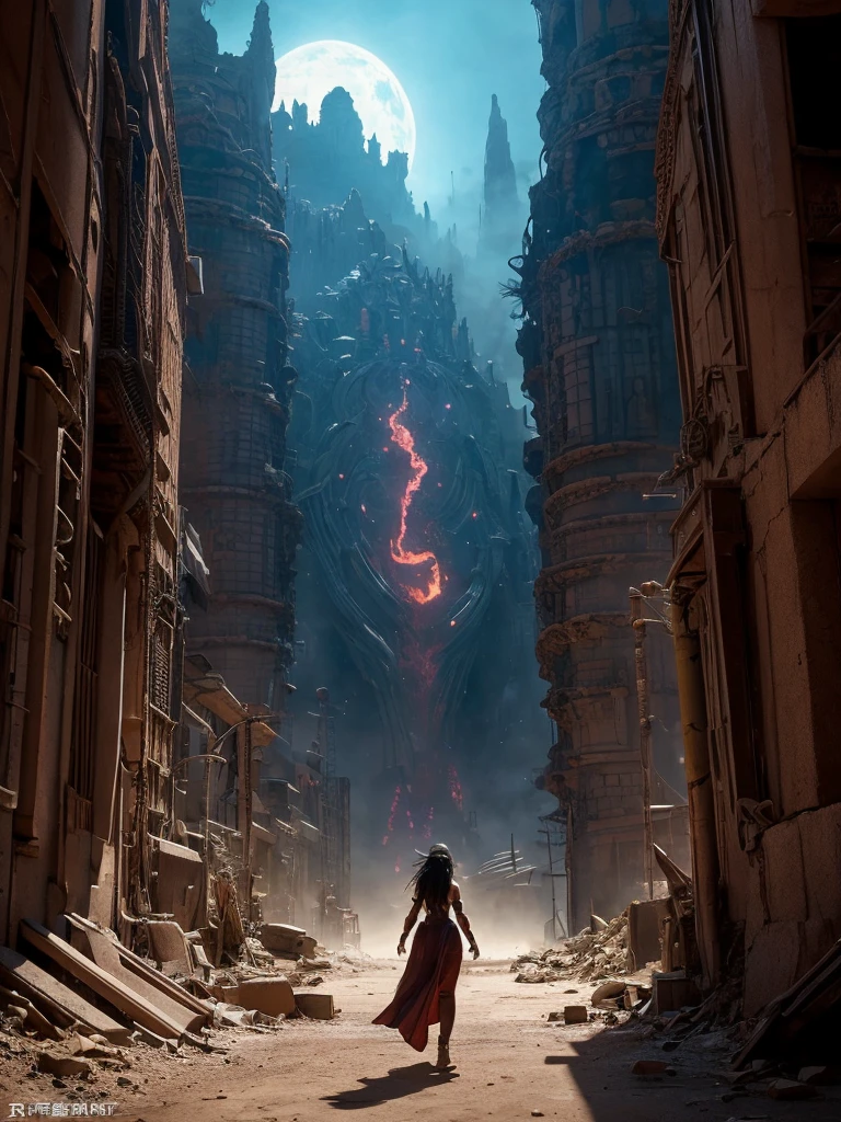 Fantasy,sf,Akira Touch style,With a more delicate touch,god々Shii,apostle-like creature,The end of the world,Desert or something,the end of the world,Third Impact,Something a bit more dirty,One girl, 