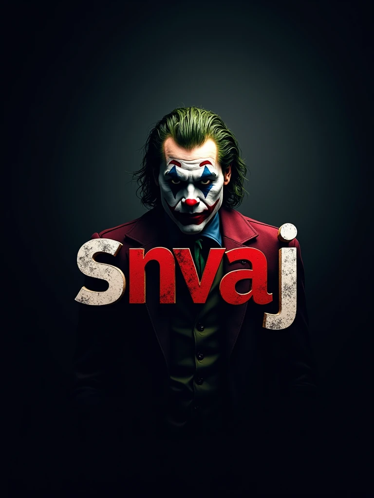 logo "snvaj" stylish letter logo front, background joker , realistic and attitude with logo joker