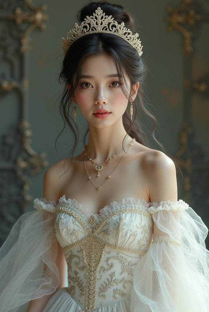 Blackpink jennie princess with Wahite old dress real photo