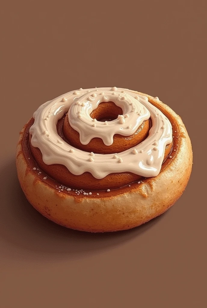 Make me a picture of a cinnamon roll, with color palette:Rose taupe, medium brown, burnt mahogany