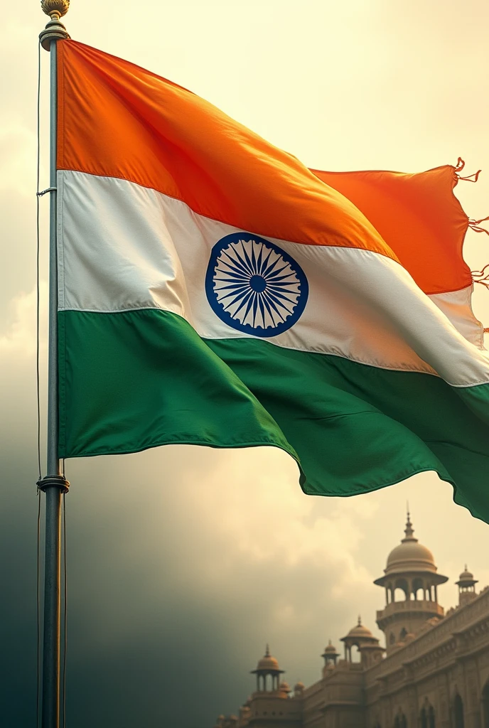 Wavy Indian Flag with freedom solgan on it 