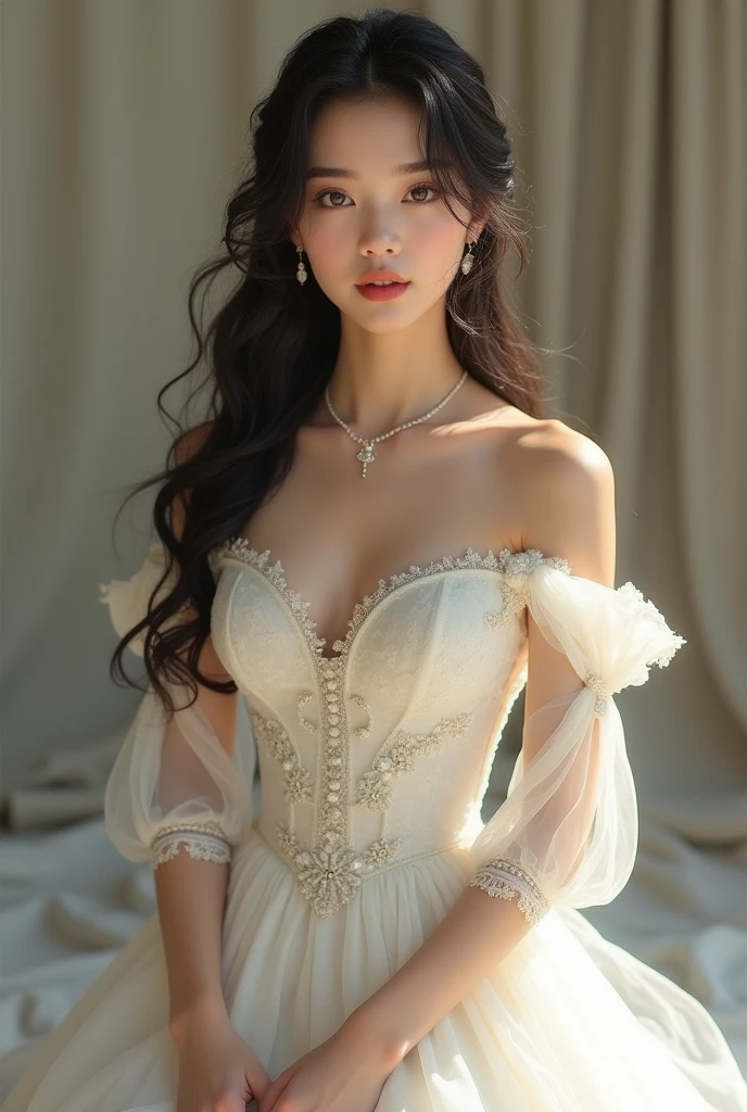 Blackpink jennie princess with Wahite old dress real photo