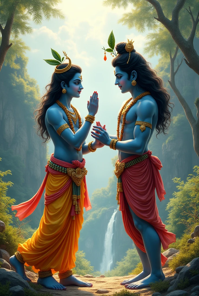 Lord krishna with mahadev doing lila