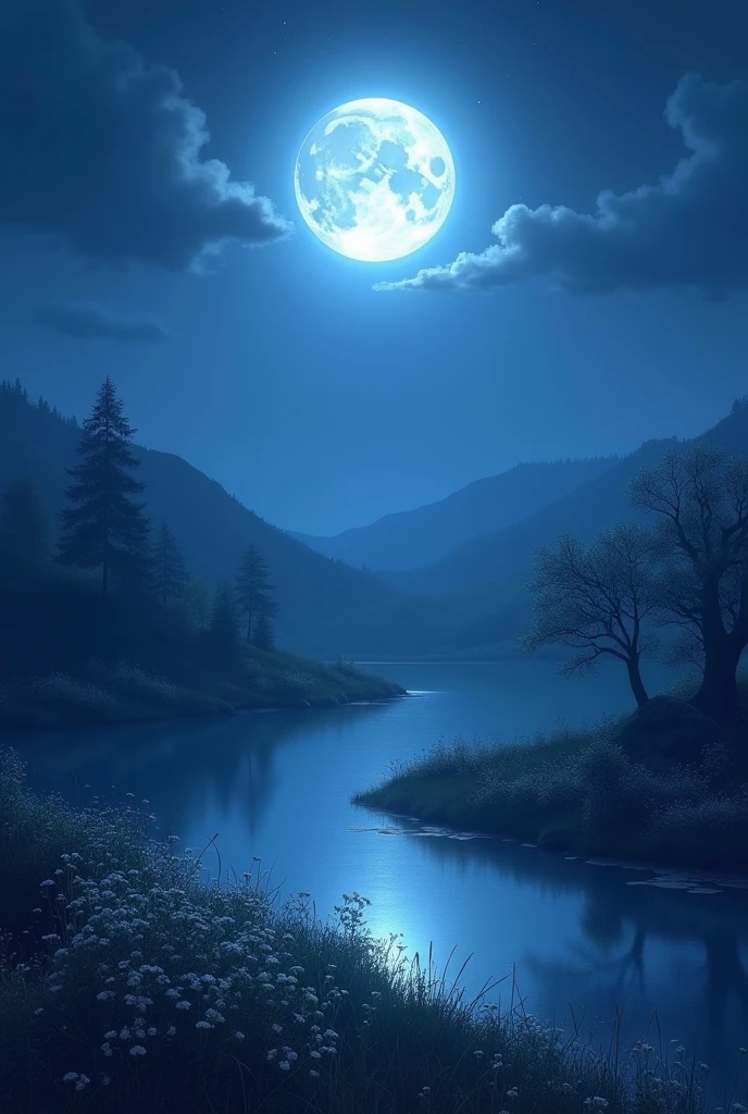 A moon light scen