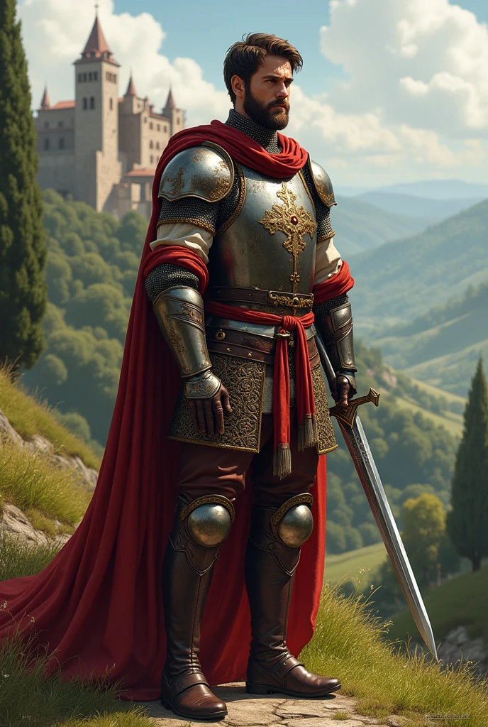 Italian Knight, young and dressed in 15th century clothing