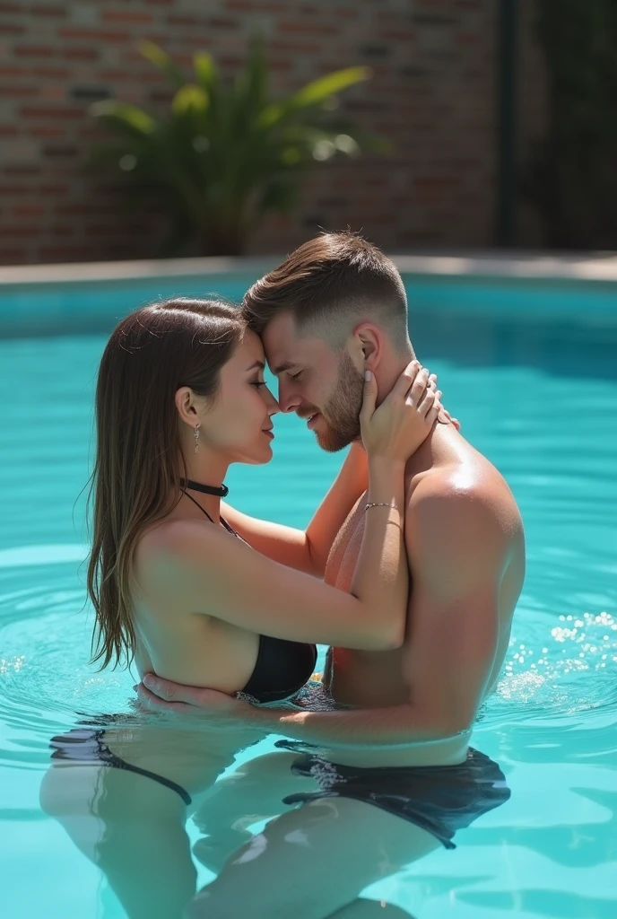 beautiful Ukrainian models posing in the swimming pool and then raped by a man.