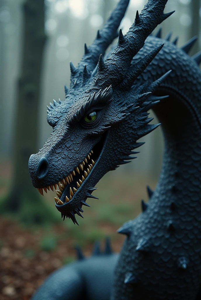 A dark dragon of geographical data in detailed hyperrealistic photography style