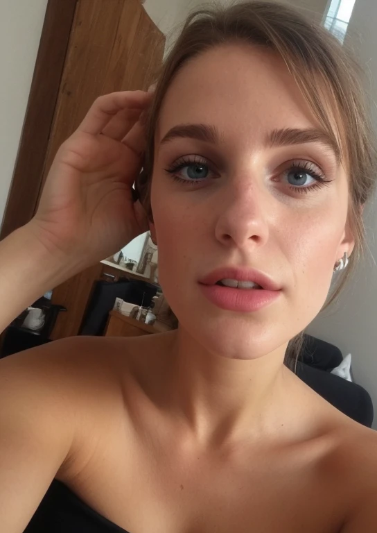 a selfie d'a pretty young woman, prise avec l'appareil photo de l'iPhone