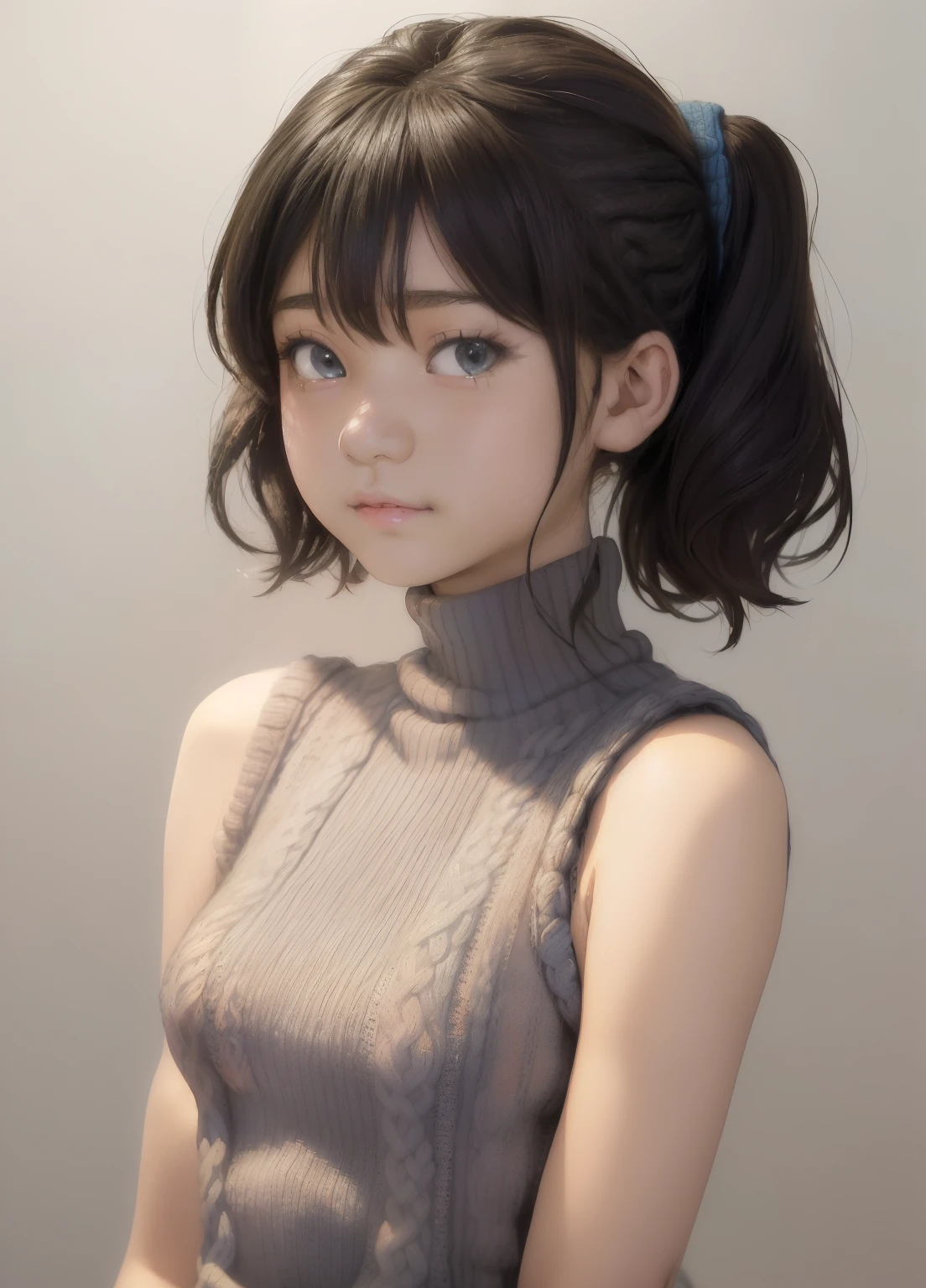 High resolution, Highest quality, super high quality, Very detailed, 8K、(underwear:1.2)、、Embarrassing、Sweaty、Sweat、Embarrassing、(masterpiece:1.2, Highest quality), (Realistic, photoRealistic:1.4), Beautiful illustrations, (Natural Side Lighting, Cinema Lighting), View your viewers, whole body, 1 Girl, Japanese, high school girl, Perfect Face, Cute and symmetrical face, Shiny skin, Baby Face, (short hair, Low twin tails,Black Hair), Hair between the eyes, black eye, Big eyes, Droopy eyes, (Center of chest, Captivating thighs, Big Ass)、
