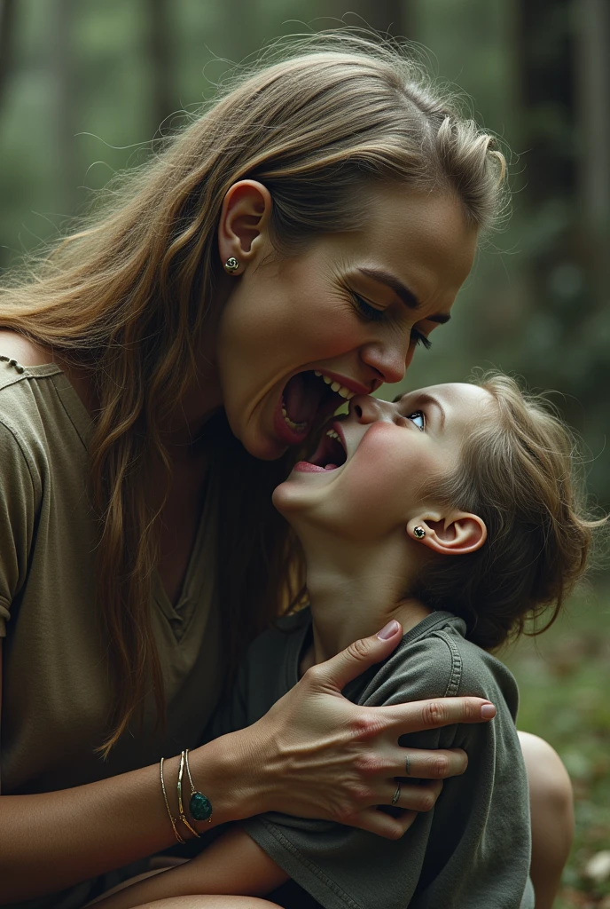 A giant woman swallowing a dwarf