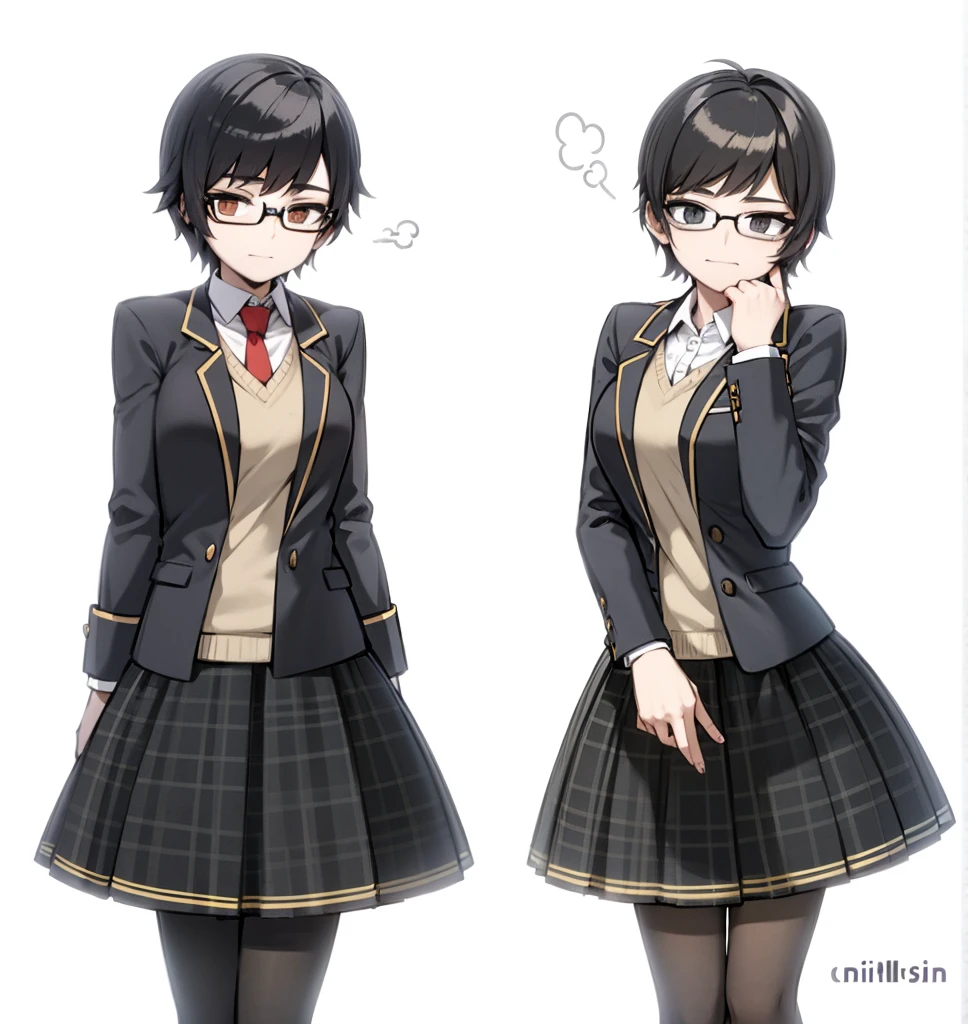 twins short black hair with glasses