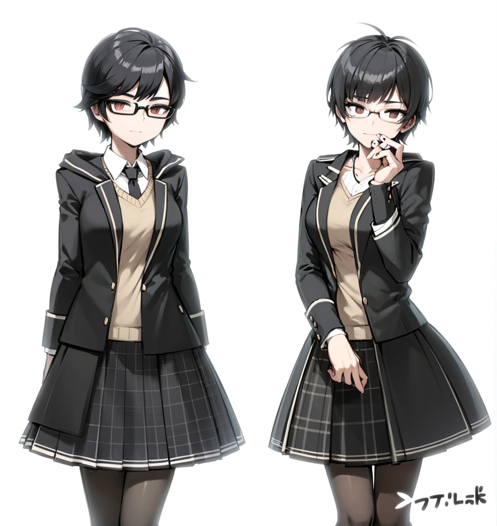 twins short black hair with glasses