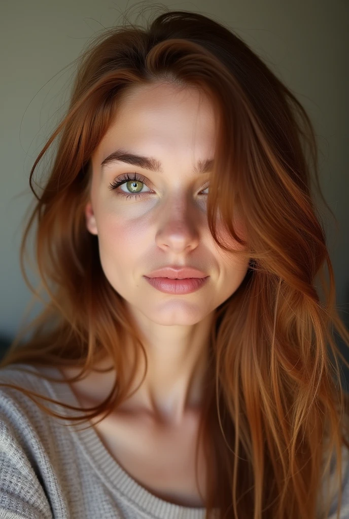 incredibly beautiful girl 23 years old, perfectly beautiful hair, green eyes
