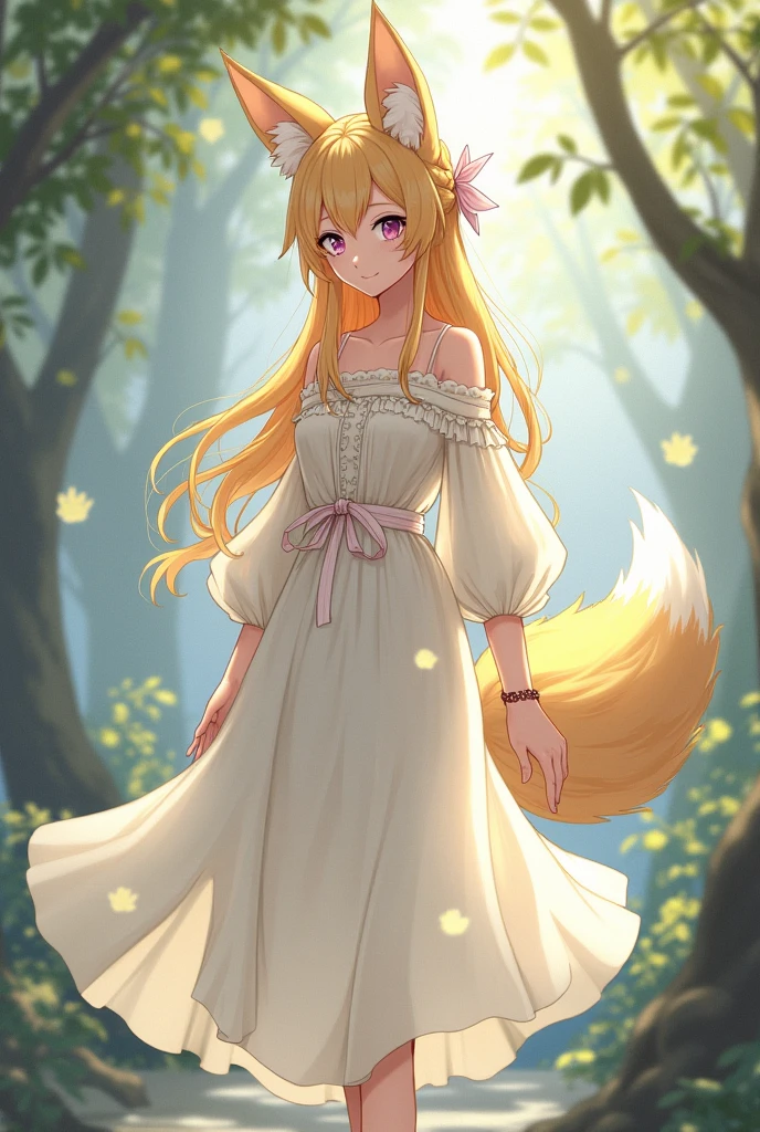 name: Irene (irene)
age:
Appearance:
Breed: Fox
Hair: A little blonde, long, with a braid on top that is tied into a bow
Eyes: Purple-pink
Outfit: White long skirt dress, which has a simple and elegant design and one ankle bracelet, with fabric around the arms that adds softness to the outfit
Habits:
tidy: Peaceful and gentle like a cat
Politeness: Well-mannered and mature in demeanor
Gentle: Shows gentleness and kindness to others
Special Features:
ability: สามารถสื่อสารกับสัตว์หรือมีabilityพิเศษที่เกี่ยวข้องกับการควบคุมพลังจากธรรมชาติ
บุคลิก: Often have a calm demeanor and can maintain balance in stressful situations