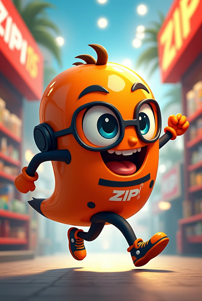 Give me a mascot for a convenience store. The store's name is ZIPIP! EXPRESS scores are orange and black