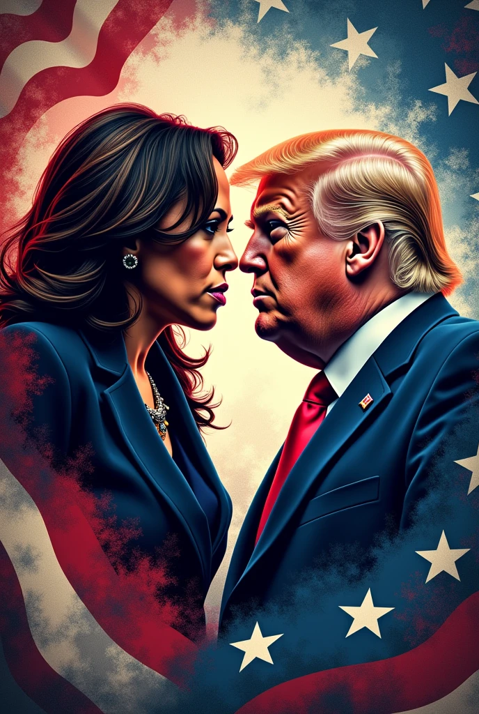 Kamala Harris and Donald Trump election war design in t shirt 
Print this image in t shirt 