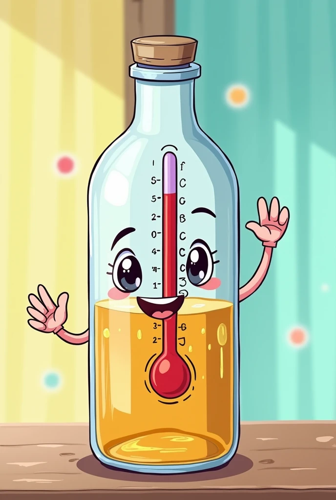 Create an anime style banner with a homemade thermometer theme made from a plastic bottle and isopropyl alcohol