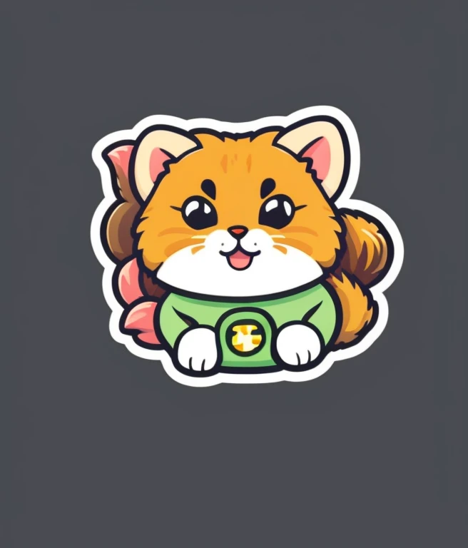 STICKER, A detailed illustration a print of vivid cute kitten head, fantasy flowers splash, vintage t-shirt design, in the style of Studio Ghibli, white and orange flora pastel tetradic colors, 3D vector art, cute and quirky, fantasy art, watercolor effect, bokeh, Adobe Illustrator, hand-drawn, digital painting, low-poly, soft lighting, bird's-eye view, isometric style, retro aesthetic, focused on the character, 4K resolution, photorealistic rendering, using Cinema 4D