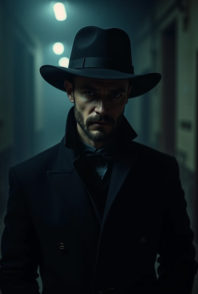 A photo of mysterious man with a hat on
