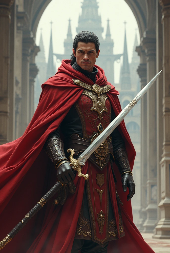 Please make me a swordsman priest protagonist 